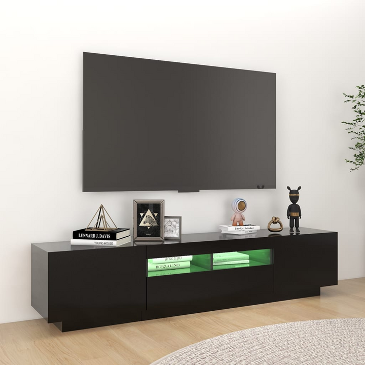 Modern Black TV Cabinet with RGB LED Lights - 180 x 35 x 40 cm | Sleek & Durable Media Console - Premium  from Home Treasures - Just £129.99! Shop now at Home Treasures