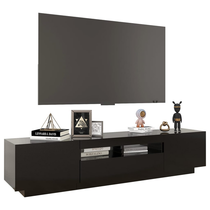 Modern Black TV Cabinet with RGB LED Lights - 180 x 35 x 40 cm | Sleek & Durable Media Console - Premium  from Home Treasures - Just £129.99! Shop now at Home Treasures