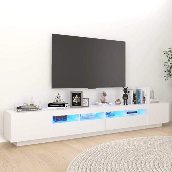 Modern TV Cabinet with RGB LED Lights, White - 260 x 35 x 40cm | Stylish and Functional Entertainment Center - Premium  from Home Treasures - Just £191.99! Shop now at Home Treasures