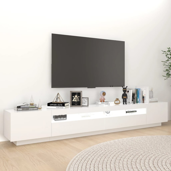 Modern TV Cabinet with RGB LED Lights, White - 260 x 35 x 40cm | Stylish and Functional Entertainment Center - Premium  from Home Treasures - Just £191.99! Shop now at Home Treasures