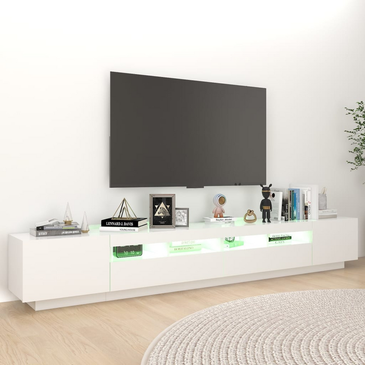 Modern TV Cabinet with RGB LED Lights, White - 260 x 35 x 40cm | Stylish and Functional Entertainment Center - Premium  from Home Treasures - Just £191.99! Shop now at Home Treasures