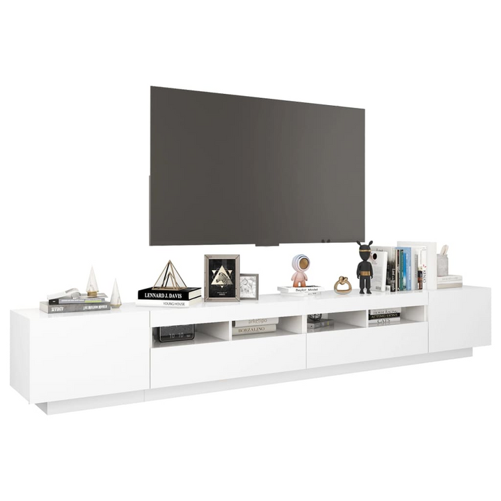 Modern TV Cabinet with RGB LED Lights, White - 260 x 35 x 40cm | Stylish and Functional Entertainment Center - Premium  from Home Treasures - Just £191.99! Shop now at Home Treasures