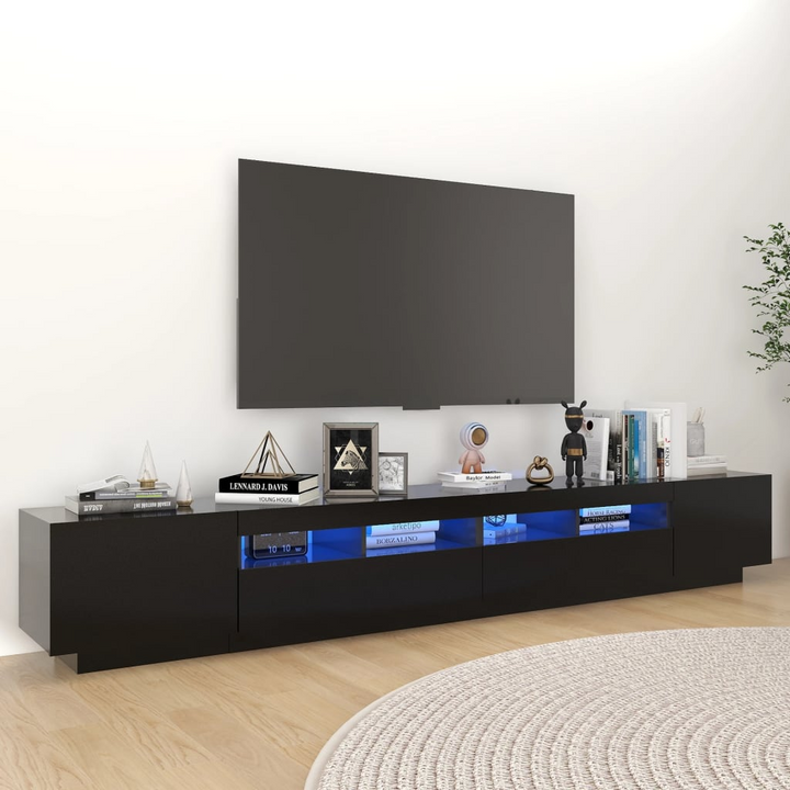 Modern Black TV Cabinet with RGB LED Lights - 260x35x40cm | Stylish Media Console - Premium  from Home Treasures - Just £190.99! Shop now at Home Treasures