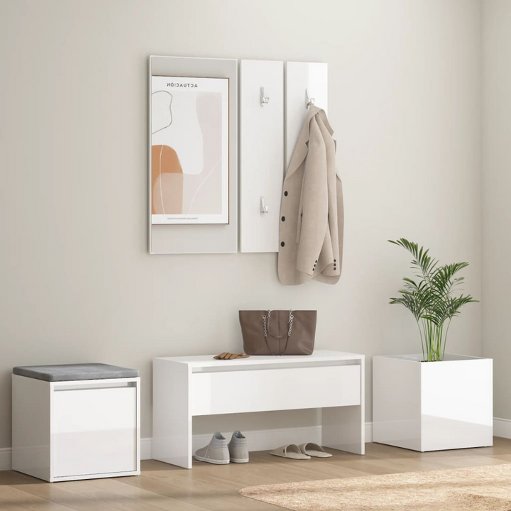 Elegant High Gloss White Hallway Furniture Set - Complete Entryway Solution - Premium  from Home Treasures - Just £183.99! Shop now at Home Treasures