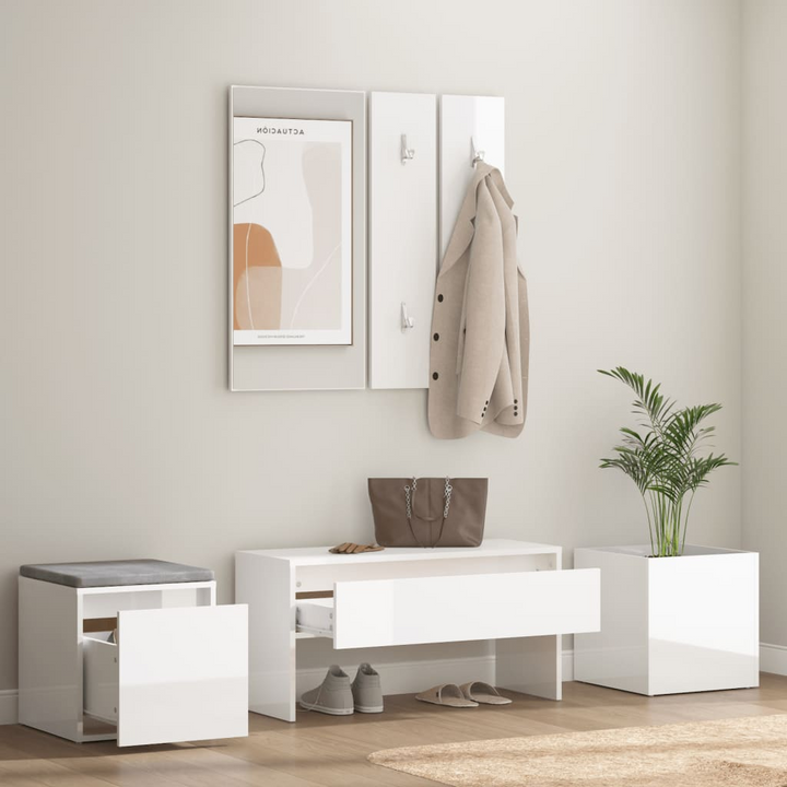 Elegant High Gloss White Hallway Furniture Set - Complete Entryway Solution - Premium  from Home Treasures - Just £183.99! Shop now at Home Treasures