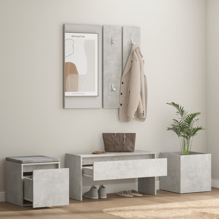 Modern Hallway Furniture Set in Concrete Grey - Stylish Storage & Seating Solution - Premium  from Home Treasures - Just £145.99! Shop now at Home Treasures