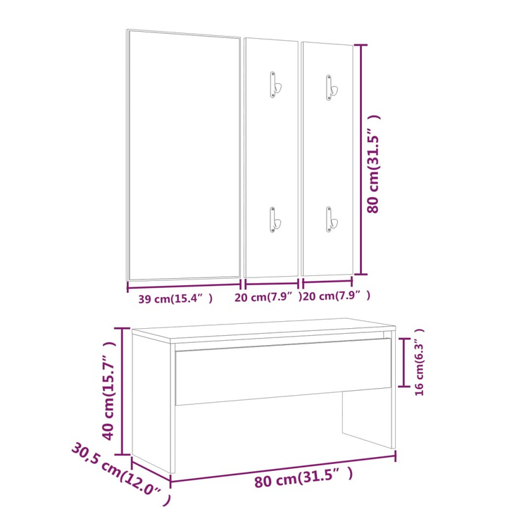 Elegant Hallway Furniture Set in White – Modern Entryway Solution with Storage Bench, Mirror, Coat Rack & Planter - Premium  from Home Treasures - Just £95.99! Shop now at Home Treasures