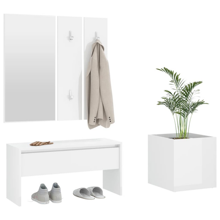 Sleek High Gloss White Hallway Furniture Set - Modern Entryway Solution - Premium  from Home Treasures - Just £126.99! Shop now at Home Treasures