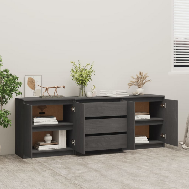 Solid Pine Side Cabinet in Grey - 180 x 36 x 65 cm | Durable & Stylish Storage Solution - Premium  from Home Treasures - Just £301.99! Shop now at Home Treasures