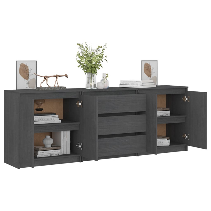 Solid Pine Side Cabinet in Grey - 180 x 36 x 65 cm | Durable & Stylish Storage Solution - Premium  from Home Treasures - Just £301.99! Shop now at Home Treasures