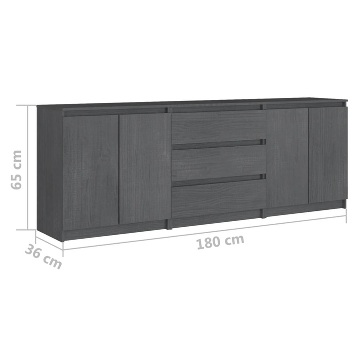 Solid Pine Side Cabinet in Grey - 180 x 36 x 65 cm | Durable & Stylish Storage Solution - Premium  from Home Treasures - Just £301.99! Shop now at Home Treasures