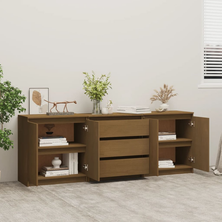 Solid Pine Side Cabinet in Honey Brown - Durable & Stylish Storage Solution - 180 x 36 x 65 cm - Premium  from Home Treasures - Just £261.99! Shop now at Home Treasures