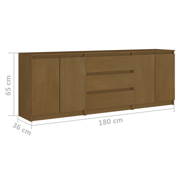 Solid Pine Side Cabinet in Honey Brown - Durable & Stylish Storage Solution - 180 x 36 x 65 cm - Premium  from Home Treasures - Just £261.99! Shop now at Home Treasures