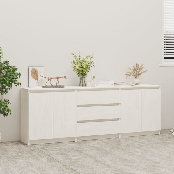 Solid Pine Side Cabinet in White, 180 x 36 x 65 cm - Durable & Stylish Storage Solution - Premium  from Home Treasures - Just £293.99! Shop now at Home Treasures