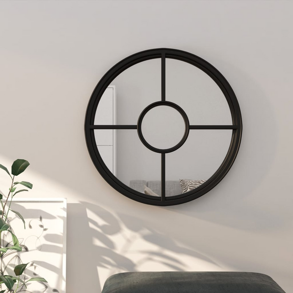 Black Iron Round Mirror 60x4 cm - Stylish Indoor Decorative Wall Mirror - Premium  from Home Treasures - Just £106.99! Shop now at Home Treasures