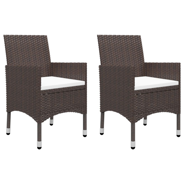 Elegant Three Piece Garden Dining Set with Cushions in Brown - Acacia Wood & PE Rattan Outdoor Furniture - Premium  from Home Treasures - Just £291.99! Shop now at Home Treasures