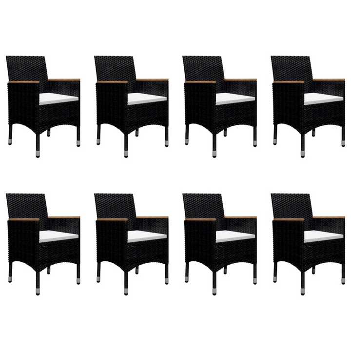 Nine Piece Rattan Garden Dining Set with Cushions - Black and Acacia Wood Outdoor Furniture - Premium  from Home Treasures - Just £707.99! Shop now at Home Treasures