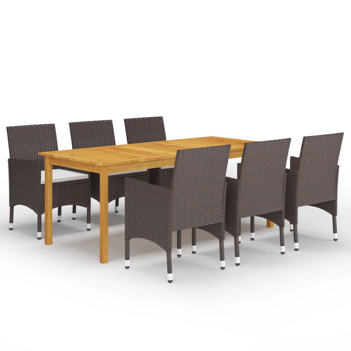 Elegant Seven Piece Garden Dining Set w/ Cushions in Brown - Perfect for Outdoor Leisure - Premium  from Home Treasures - Just £574.99! Shop now at Home Treasures