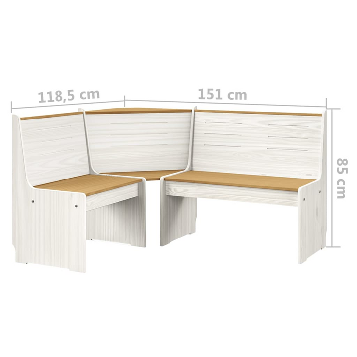 3 Piece Dining Set REINE - Honey Brown & White - Solid Pine Wood - Space-Saving Corner Design - Premium  from Home Treasures - Just £325.99! Shop now at Home Treasures