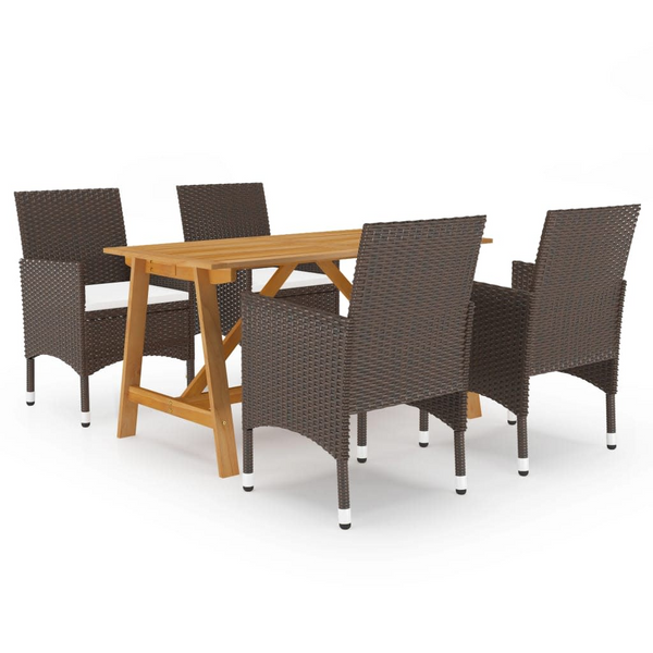 Elegant Five Piece Garden Dining Set with Cushions in Brown - Perfect for Outdoor Dining and Relaxation - Premium  from Home Treasures - Just £384.99! Shop now at Home Treasures