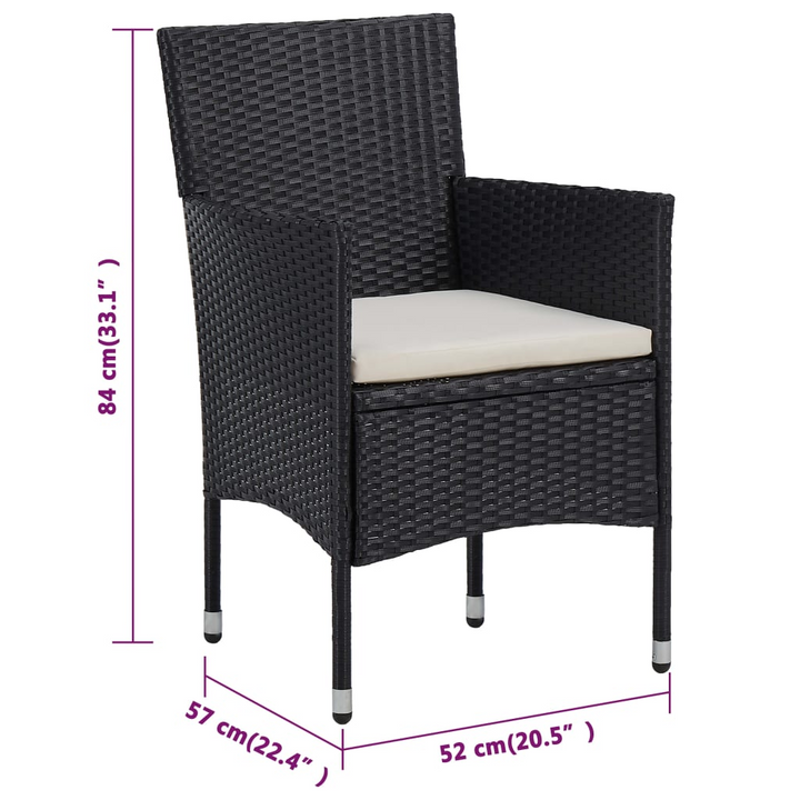 Elegant Three Piece Rattan Dining Set w/ Cushions in Black - Weather-Resistant, Comfortable, and Stylish Outdoor Furniture - Premium  from Home Treasures - Just £275.99! Shop now at Home Treasures