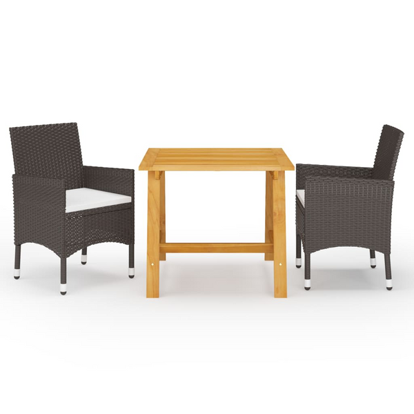 Elegant 3-Piece Garden Dining Set with Cushions in Brown – Perfect Outdoor Furniture for Relaxation - Premium  from Home Treasures - Just £276.99! Shop now at Home Treasures