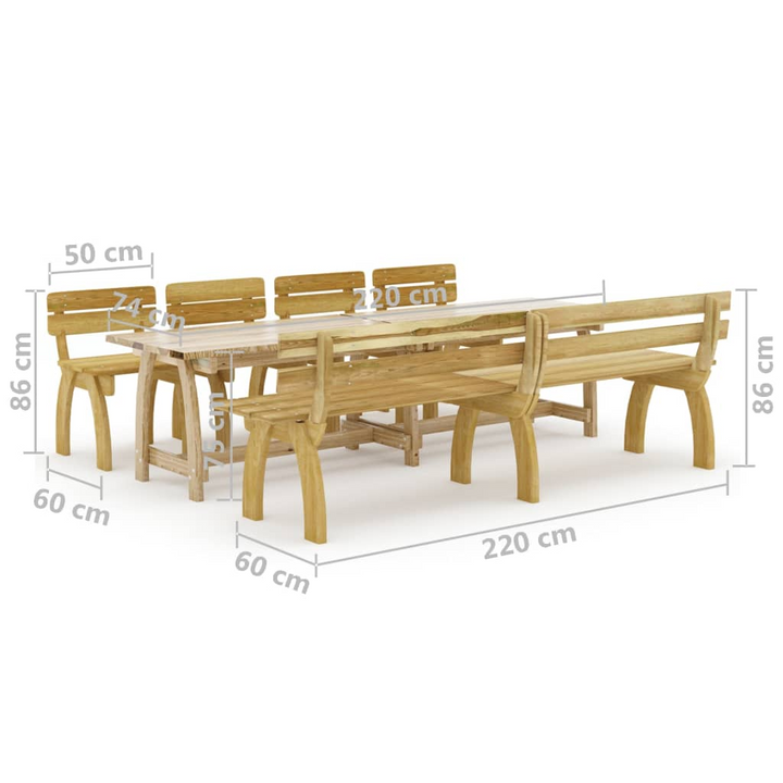 Impregnated Pinewood 6 Piece Garden Dining Set - Durable Outdoor Dining Solution - Premium  from Home Treasures - Just £761.99! Shop now at Home Treasures