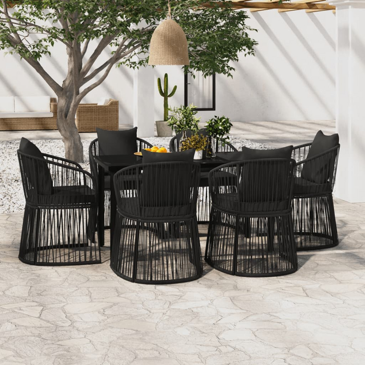 Elegant Seven Piece Garden Dining Set with Cushions in Black - Perfect for Patios and Outdoor Spaces - Premium  from Home Treasures - Just £875.99! Shop now at Home Treasures