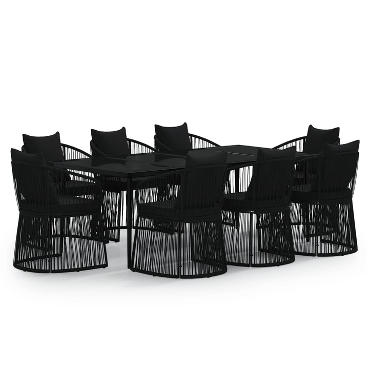 Elegant Nine Piece Garden Dining Set with Cushions in Black - Outdoor Furniture for Patio, Balcony, or Garden - Premium  from Home Treasures - Just £1335.99! Shop now at Home Treasures