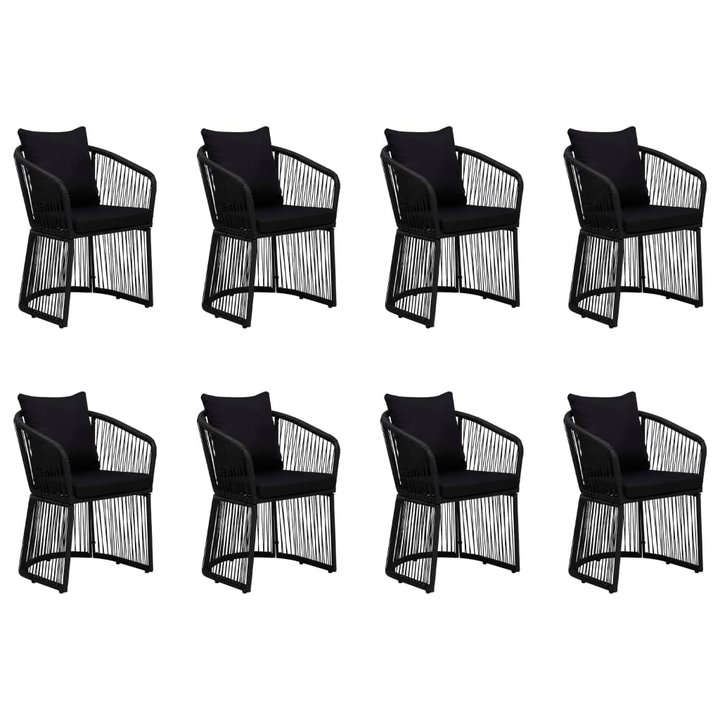 Elegant Nine Piece Garden Dining Set with Cushions in Black - Outdoor Furniture for Patio, Balcony, or Garden - Premium  from Home Treasures - Just £1335.99! Shop now at Home Treasures