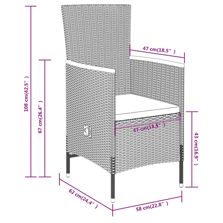 Elegant Grey & Acacia Wood 3-Piece Garden Dining Set with Tall Back Chairs & Cushions - Premium  from Home Treasures - Just £284.99! Shop now at Home Treasures