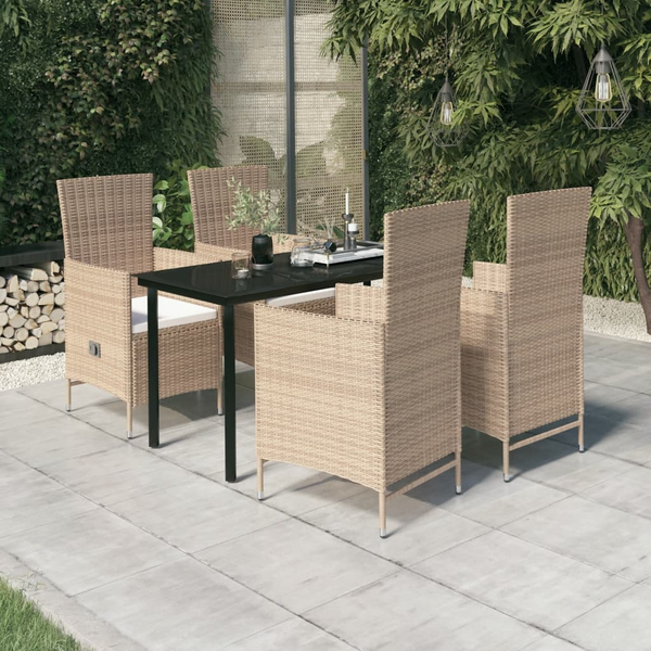 Elegant Five Piece Garden Dining Set with Cushions in Beige - Perfect for Outdoor Dining and Relaxation - Premium  from Home Treasures - Just £509.99! Shop now at Home Treasures