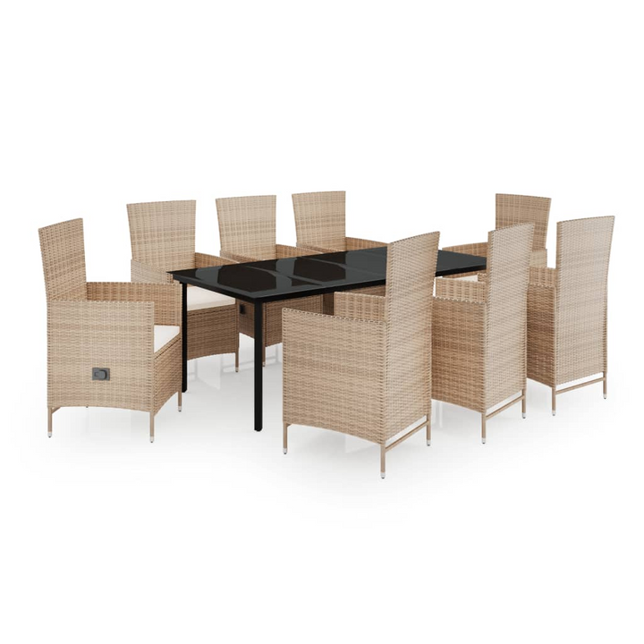 Nine Piece Garden Dining Set with Cushions in Beige – Luxury Outdoor Furniture for Patios and Gardens - Premium  from Home Treasures - Just £1053.99! Shop now at Home Treasures