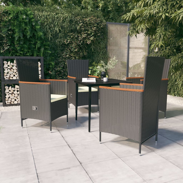 Elegant Five Piece Garden Dining Set w/ Cushions in Black for Stylish Outdoor Living - Premium  from Home Treasures - Just £443.99! Shop now at Home Treasures