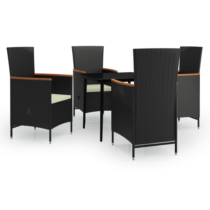 Elegant Five Piece Garden Dining Set w/ Cushions in Black for Stylish Outdoor Living - Premium  from Home Treasures - Just £443.99! Shop now at Home Treasures