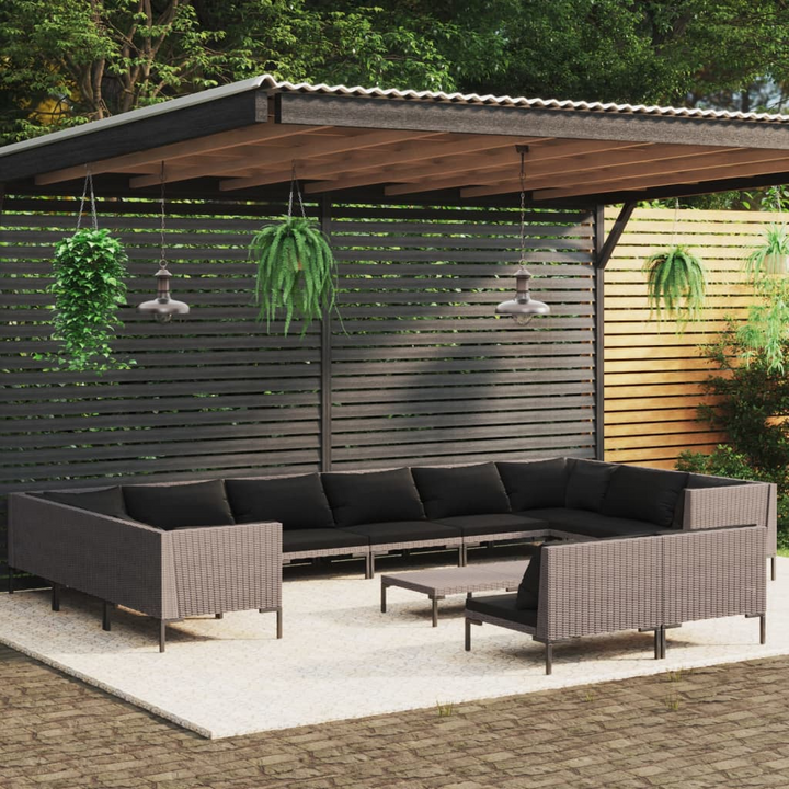 Poly Rattan Lounge Set with Cushions in Dark Grey - Weather-Resistant, Stylish Outdoor Furniture Set - Premium  from Home Treasures - Just £1531.99! Shop now at Home Treasures