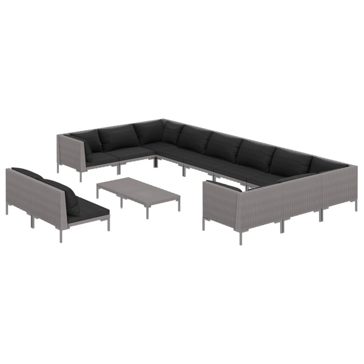 Poly Rattan Lounge Set with Cushions in Dark Grey - Weather-Resistant, Stylish Outdoor Furniture Set - Premium  from Home Treasures - Just £1531.99! Shop now at Home Treasures