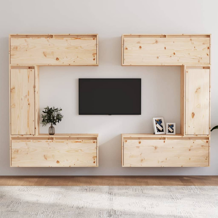 Solid Pine TV Cabinets - Set of 6 Floating Wall Units - Stylish & Durable Entertainment Center - Premium  from Home Treasures - Just £354.99! Shop now at Home Treasures