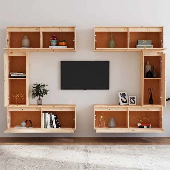 Solid Pine TV Cabinets - Set of 6 Floating Wall Units - Stylish & Durable Entertainment Center - Premium  from Home Treasures - Just £354.99! Shop now at Home Treasures