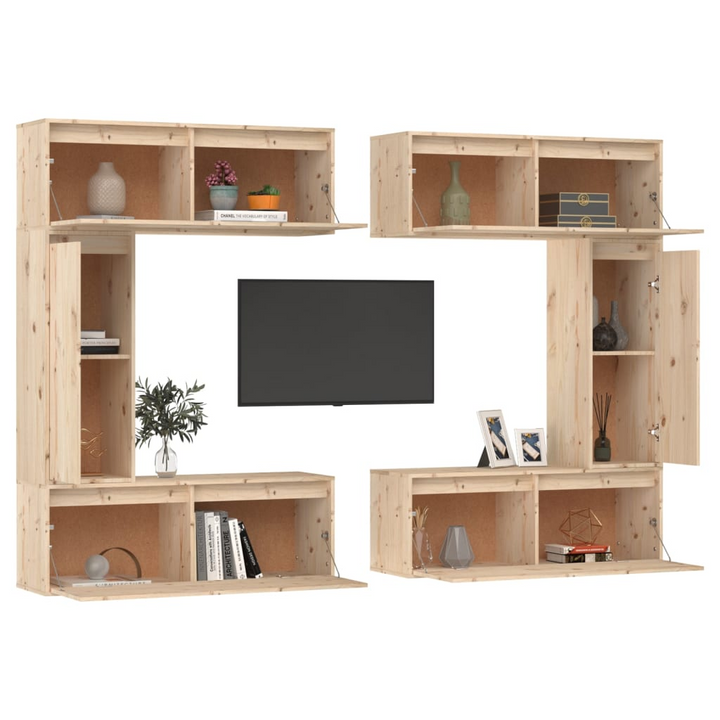 Solid Pine TV Cabinets - Set of 6 Floating Wall Units - Stylish & Durable Entertainment Center - Premium  from Home Treasures - Just £354.99! Shop now at Home Treasures