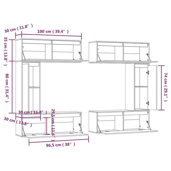 Solid Pine TV Cabinets - Set of 6 Floating Wall Units - Stylish & Durable Entertainment Center - Premium  from Home Treasures - Just £354.99! Shop now at Home Treasures