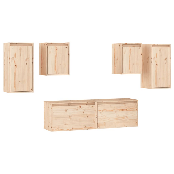 Solid Pine TV Cabinets 6 Piece Set - Versatile Wall-Mounted Storage Solution for Modern Living Rooms - Premium  from Home Treasures - Just £239.99! Shop now at Home Treasures