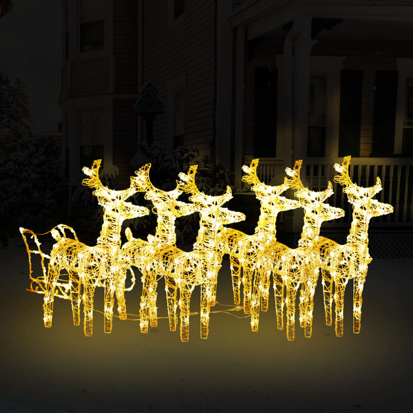 Reindeers & Sleigh Christmas Decoration with 320 Warm White LEDs, Weather-Resistant Acrylic - Premium  from Home Treasures - Just £210.99! Shop now at Home Treasures