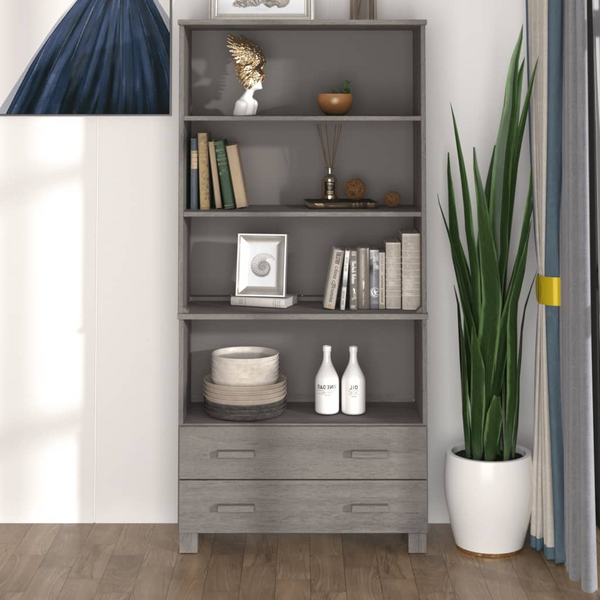 HAMAR Highboard in Light Grey Solid Pine Wood | Elegant Sideboard with Ample Storage, Rustic Charm for Your Home - Premium  from Home Treasures - Just £181.99! Shop now at Home Treasures