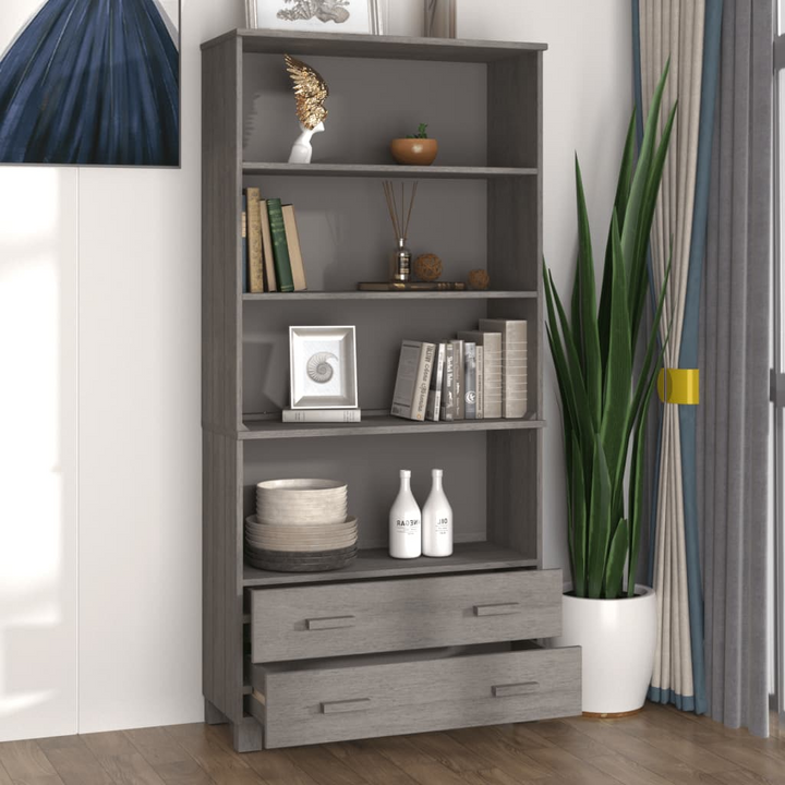 HAMAR Highboard in Light Grey Solid Pine Wood | Elegant Sideboard with Ample Storage, Rustic Charm for Your Home - Premium  from Home Treasures - Just £181.99! Shop now at Home Treasures