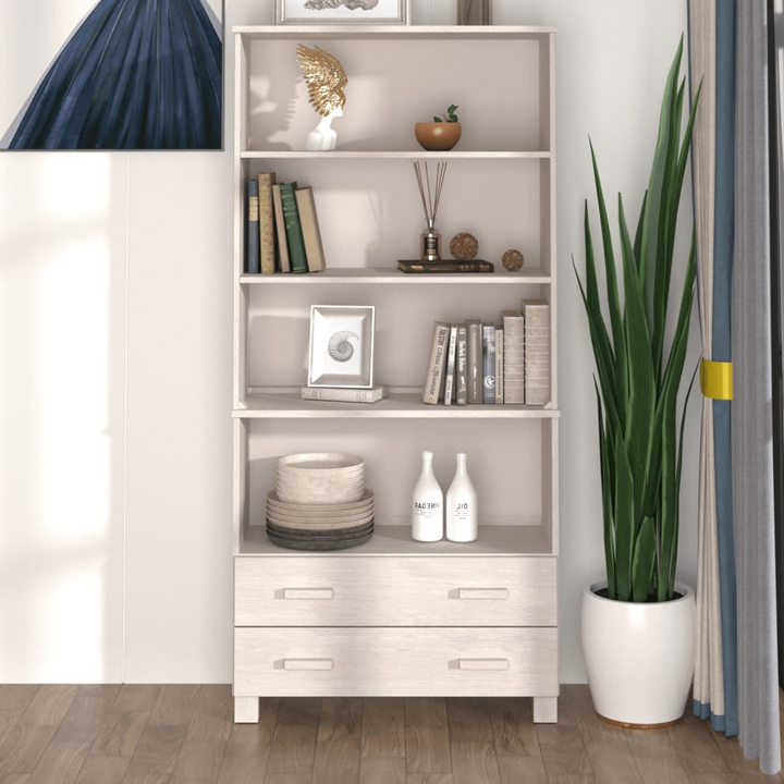 HAMAR Highboard in Solid Pine Wood, White Finish – Elegant Storage Solution with Drawers and Shelves - Premium  from Home Treasures - Just £179.99! Shop now at Home Treasures