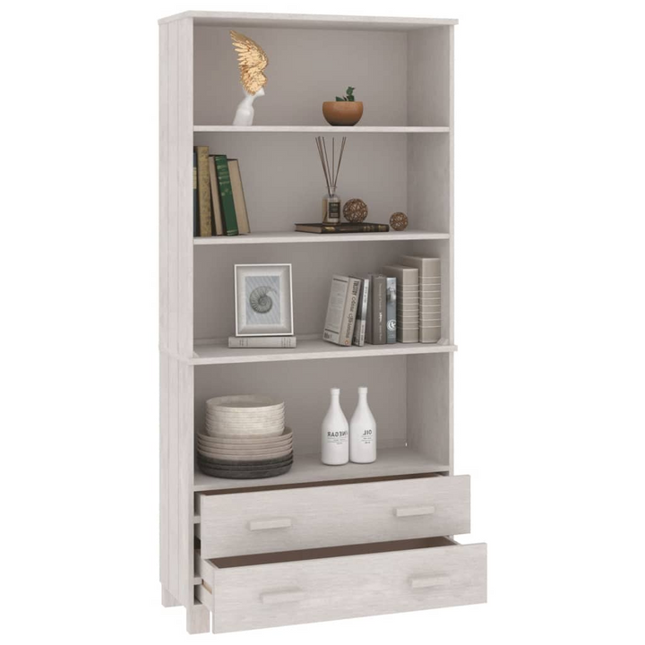 HAMAR Highboard in Solid Pine Wood, White Finish – Elegant Storage Solution with Drawers and Shelves - Premium  from Home Treasures - Just £179.99! Shop now at Home Treasures