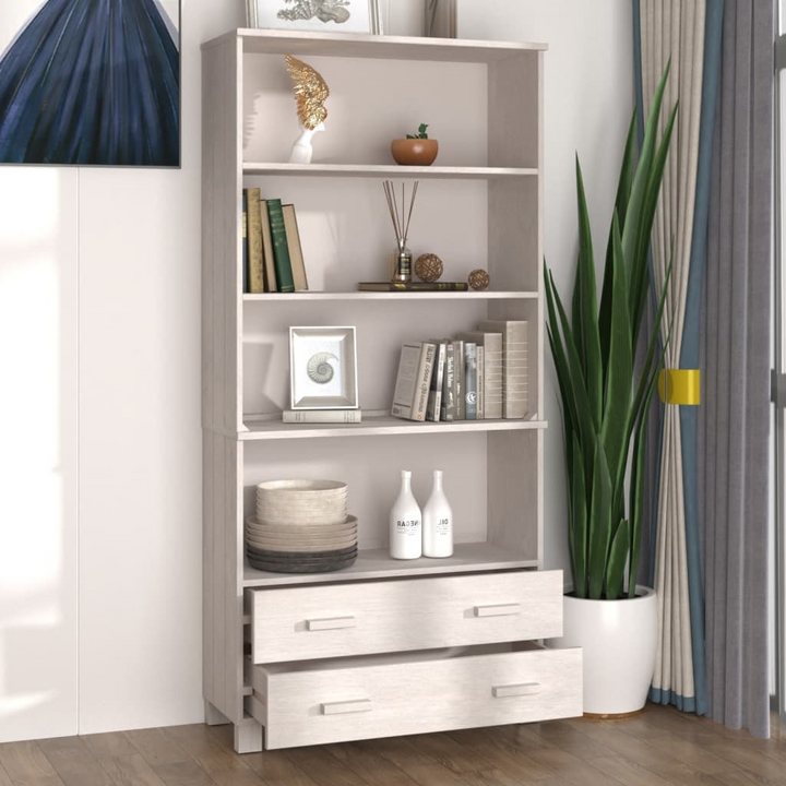 HAMAR Highboard in Solid Pine Wood, White Finish – Elegant Storage Solution with Drawers and Shelves - Premium  from Home Treasures - Just £179.99! Shop now at Home Treasures