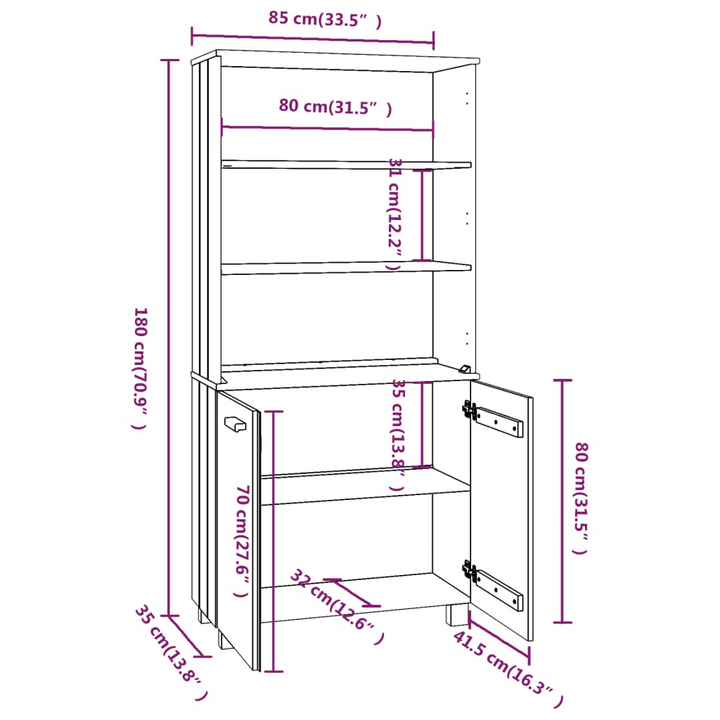 HAMAR Highboard | Solid Pine Wood | Dark Grey | Rustic & Spacious Storage Solution - Premium  from Home Treasures - Just £193.99! Shop now at Home Treasures