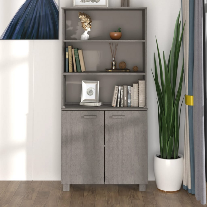 HAMAR Highboard | Solid Pine Wood Cabinet | Light Grey Finish | Ample Storage Space - Premium  from Home Treasures - Just £205.99! Shop now at Home Treasures